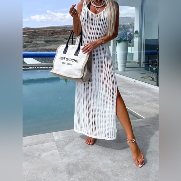 Openwork Slit Cutout Wide Strap Dress - Picture 12 of 16